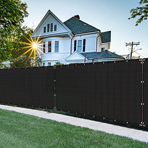 FLORALEAF Privacy Fence Screen Heavy Duty Shade Net Fabric with Brass Gromment Outdoor Windscreen-Black, 6' x 50'