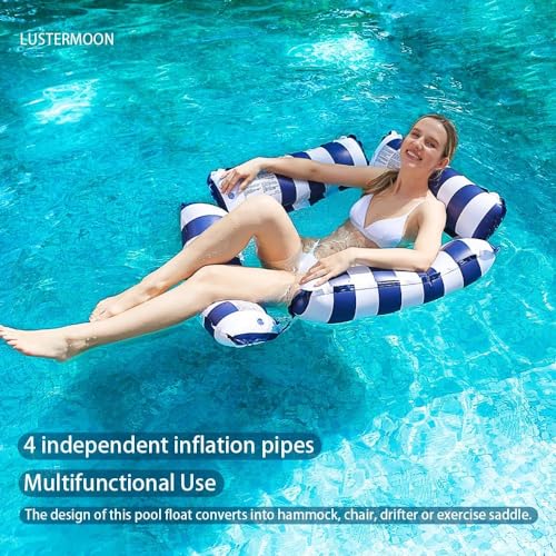 3 Pack Inflatable Pool Chair Float, Water Hammock Lounge Chair, Multi-Purpose Drifter Pool Floats for Summer Pool Lake Beach