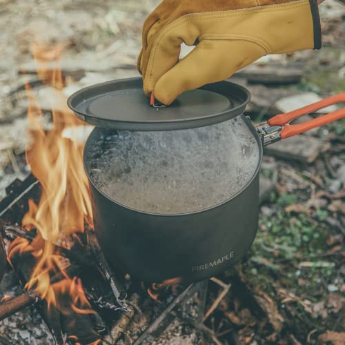 Fire-Maple Camping Cookware Set with Pot, Kettle, Pan for 4 People Feast4, Easy to Clean Hard Anodized Aluminum, 8 Piece Pot and Mess Kit, Essential Pots and Pans Set, Camping Gear and Accessories
