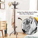 Wooden Coat Rack, Coat Stand w/ Umbrella Holder & 12 Hooks, 360°Rotating Top Tier, Sturdy Triangle Construction, Hat & Clothes Storage, Coat Hanger Tree for Entryway Living Room, 180CM (Red-Brown)