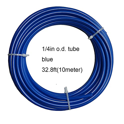 (blue tubing 10 meters) - YZM 10 pcs 0.6cm Quick Connect Push In to Connect Water Purifiers Tube Fittings for RO Water Reverse Osmosis System+10 metres(32 feet) tubing hose pipe . (blue tubing 10 metres)