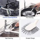 [4 Pack] Kitchen Cleaning Brush Set: 1Pcs Dish Brush - 1Pcs Steel Ball Pot Brush - 1Pcs Kitchen Scrubbing Brush Scraper Brush - 1Pcs Bendable Scrub Brush Corner Brush - for Cleaning Kitchen Bathroom