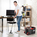 360° Spin Mop Bucket Set Rotating Mop 4 Microfiber Mop Heads Bucket with Wheels Dark Grey & Red Rotating Wet Dry Cleaning Tools