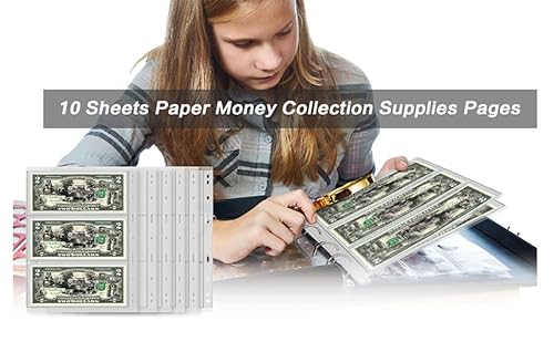 200 Pockets Coins Collecting Album & 30 Sleeves Paper Money Display Storage Case,Coin Collection Book Holder for Coin Currency Collection Supplies, Bill, Pennies, Quarters, Stamp