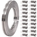 Glarks 21Pcs 33 Feet Long Worm Gear Hose Clamp with Fasteners, 304 Stainless Steel Large Adjustable Pipe Clamps with 12Pcs Fasteners for Ductwork, Pole Securing and Strapping (33FT Strap+20 Fasteners)