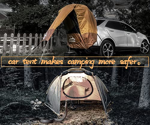 Hasika SUV Camping Tent Car Tailgate Shade Awning with Screen Net Midsize to Full Size SUV Van Waterproof 3000 MM UPF 50+ Black (Small)