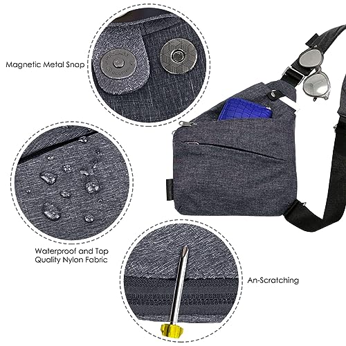 AUTOWT Crossbody Sling Bags, Anti-Theft Chest Shoulder Backpack Personal Pocket Bag for Men and Women Travel Hiking - Right Shoulder (Grey New)