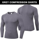 Men's Compression Shirts Longs Sleeve Workout Gym T-Shirt Running Tops Cool Dry Sports Base Layer Athletic Undershirts, Black+white+f Grey, X-Large