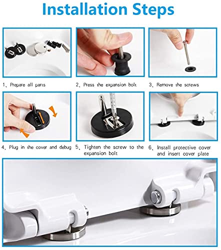 1 Pair Universal Toilet Seat Hinge Bolt Screw for Top Mount Toilet Seat Hinges, Quick Release Hinges Fixing Bolt Expansion Screw Cover Buckle for Toilet Seat Parts Replacement (One Buckle)