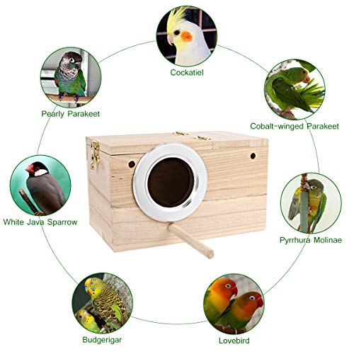 POPETPOP Outdoor Bird Aviary Bird Nesting Bird Viewing Boxes Birdemic Parakeet Bird Watching Holder Birdhouse for Finches Lovebird Birdhouse for Wild Birds Pet Nest Window Wooden