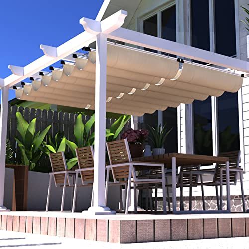 FLORALEAF 3'×16' Pergola Shade Cover Retractable Pergola Replacement Canopy Slide Shade Sail with Cable Hardware for Outdoor Patio Porch Garage Deck Backyard Awning, ARC16E0316TN