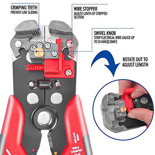 TOPEX 260-Piece Wire Stripper Self-Adjustable Crimper Plier Set Terminals Wire Cutter Connectors Tool