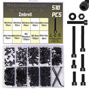 Zmbroll 510 Pcs M2 Socket Cap Screws Metric Hex Bolt Nuts Washers 12.9 Grade Alloy Steel Screw Hex Socket Head Cap Small Machine Screws Kits with Wrench Key