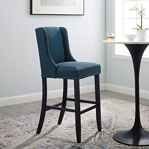 Modway Baron Fabric Upholstered Dining Bar Stool in Azure