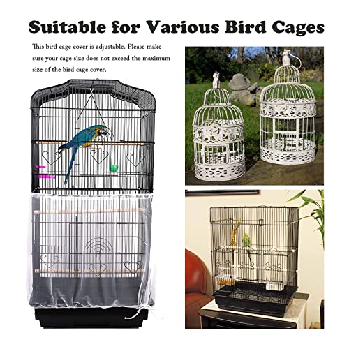 ZOCONE Bird Seed Guards & Catchers Stretchy Adjustable Drawstring Bird Cage Mesh Net Cover Cage Skirt (8''X80'', White)