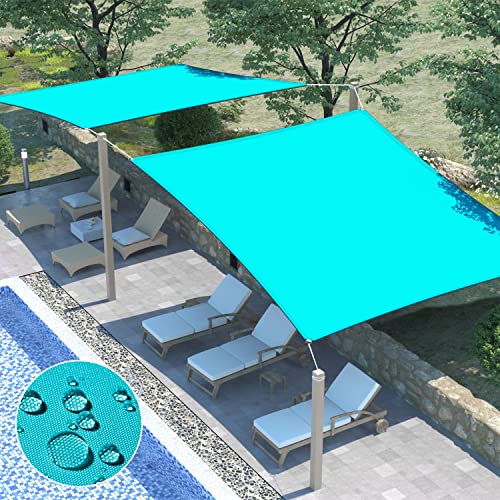 ECOOPTS 10'x10' Waterproof Sun Shade Sail Rectangle Canopy Cover UV Blockage for Outdoor Patio Pergola Backyard Garden (Turquoise)