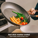 Clevinger Nonstick Frying Pan, 24CM Fry Pans Skillet for Cooking Egg Pan Omelet Pan Marble Coating Induction Compatible for Any Stoves, PFOA Free Cookware Chef's Pan with with Heat-Resistant Handle