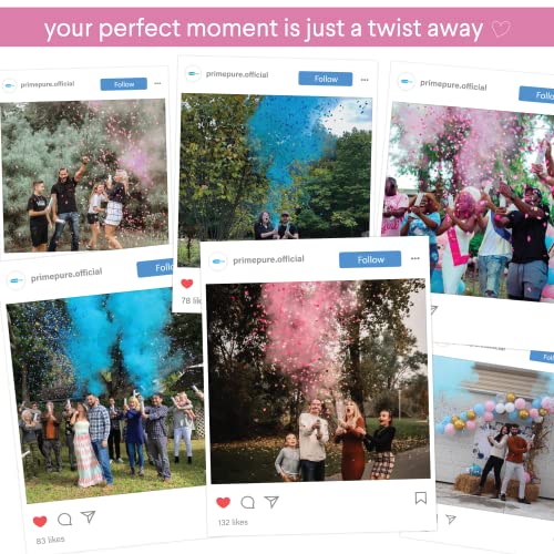 Gender Reveal Confetti Cannon - 4 Pack - Pink and Blue Heart Shape Paper Gender Reveal Cannons and Biodegradable Gender Reveal Smoke Bombs | Gender Reveal Powder Cannon | Gender Reveal Powder Poppers