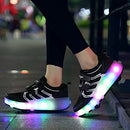 ZCOINS Boy Girl Roller Shoes with Light Flashing Wheels Skate Sneaker for Kids Teens Black Size: 2 Little Kid