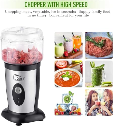 Uten Stand Mixer Smoothie Maker Multifunction Juice Meat Chopper Ice Crusher Electric Stainless Steel Smoothie Mixer Kitchen with Bottle 5 in 1 (220 W, 22000 rpm)