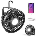 Odoland Camping Fan with LED Lantern, 7500mAh Rechargeable Battery Operated Fan with Hang Hook, Portable Camp Tent Fan, USB Table Fan with Light for Outages Hurricane Emergency