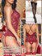 Women's Sexy Lace Lingeries Sets V Neck Adjustable Cross Strap Backless Bodysuit Teddy Babydoll Sleepwear with G-String Stockings