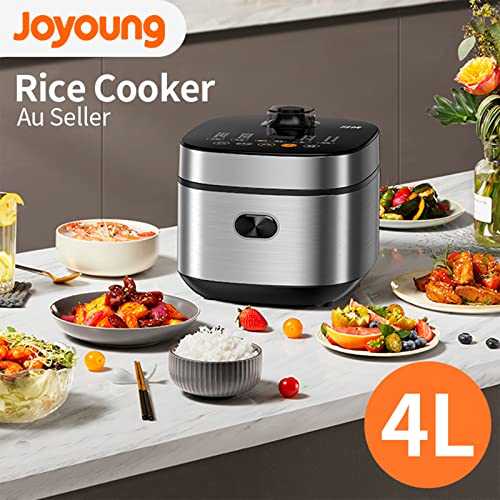 JOYOUNG Rice Cooker 8 Cup, 14 Menu Options Multi-Functional Rice Cooker Non-Stick Cooker Low Sugar Rice with Steamer, Keep Warm, LED Display, 4L, 860W
