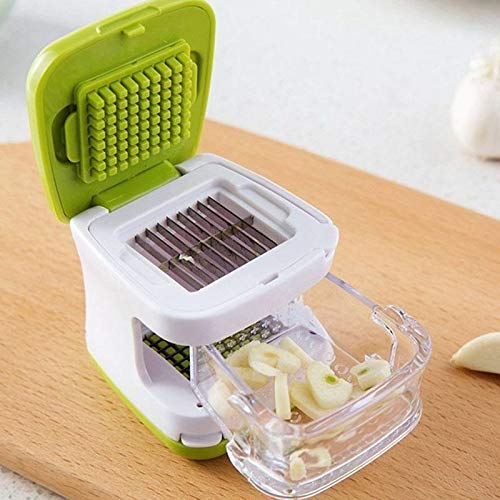 Chopper Garlic Press Box, Plastic ABS Garlic Cutter Mincer Rocker Ginger Mashing Box Crusher Kitchen Presser Squeezer