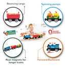 Hape Battery Powered Engine Set | Colorful Wooden Train Set, Battery Operated Locomotive with Working Lamp