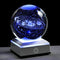 Qianwei 3D Solar System Crystal Ball 80mm 3.15" Laser Engraved Hologram with Sliver Led Lamp Stand, Galaxy Glass Ball, 4 Colors Light, Planets Sphere,Home Office Decor…