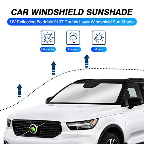 KUST Windshield Sun Shade for 2019-2024 Volvo XC40 Accessories Sunshade Sun Visor Protector Foldable Blocks UV Rays Keep Your Car Cooler