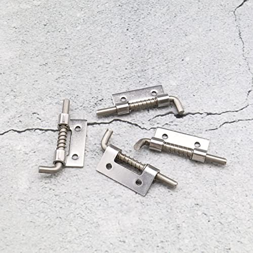 ECSiNG 4Pcs 51mm Spring Loaded Latch 304 Stainless Steel Spring Pin Loaded Locking Latch Spring Loaded Gate Latch Pin for Containers Cabinets Doors Silver