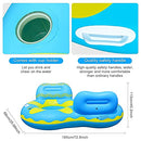 X XBEN Double Pool Floats for Adults, 2 Person Pool Raft for Swimming Pool with Cup Holder and Handles,Floating Lounge Chair with Headrest, Portable Pool Hammock Floaties with Mesh Bottom for Kids