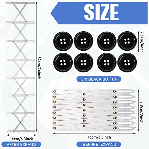 9 Pieces Expanding Sewing Gauge Aluminum Sewing Gauge Quilting Button Sewing Tool 24 Inch Equal Space Divider Expandable Sewing Tools with Black Buttons for Crafting Pleating Button Space