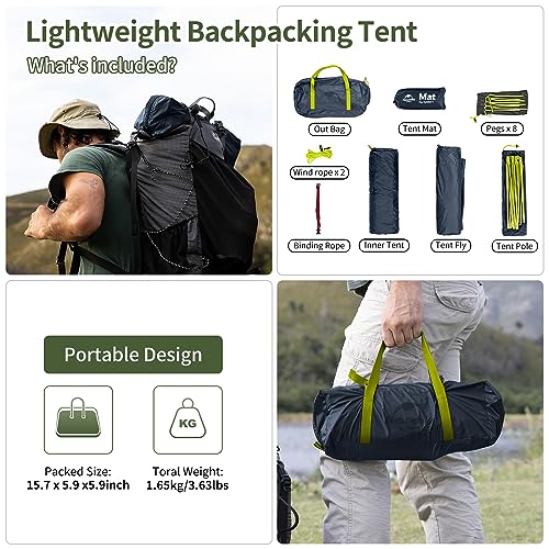 Naturehike Backpacking Tent for 1 Person Camping Hiking Lightweight Waterproof one Person Tent with Footprint