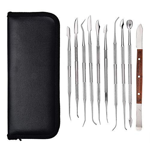 Joyzan Wax Carvers Set, Stainless Steel Spatula Wax Clay Sculpting Tool Carver Set Polymer Pottery Clay Spatulas Chisel Double Ended DIY Carving Tools Kit Carrying Case for Detailing Modeling Shaping
