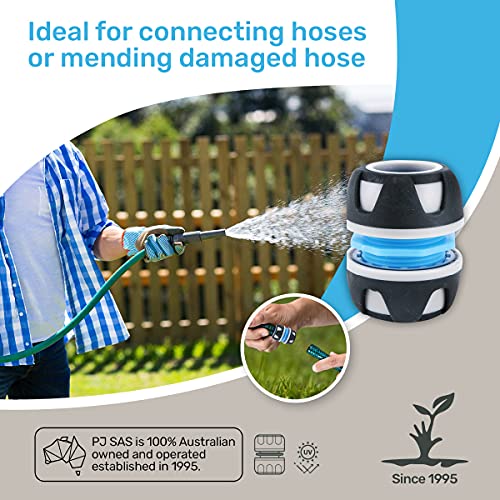 [2PCE] Garden Greens Hose Joiner/Mender - Heavy Duty, Leak-Free, Rust-Proof - Quick & Secure MM Grip for Gardeners