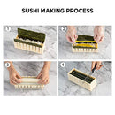 Sushi Making Kit Deluxe Edition with Complete Sushi Set 10 Pieces Plastic Sushi Maker Tool Complete with 8 Sushi Rice Roll Mold Shapes Fork Spatula DIY Home Sushi Tool (Off-white)