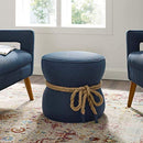 Modway EEI-3483-BLU Beat Nautical Rope Upholstered Fabric Ottoman, Blue