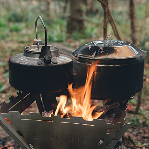 Fire-Maple Antarcti Stainless Steel Kettle and Pot Set 1.0L Camping Kettle and 1.0L Cooking Pot Stovetop Tea and Coffee Pots for Openfire Camping Cookware Portable for Bushcraft Fishing Backpacking