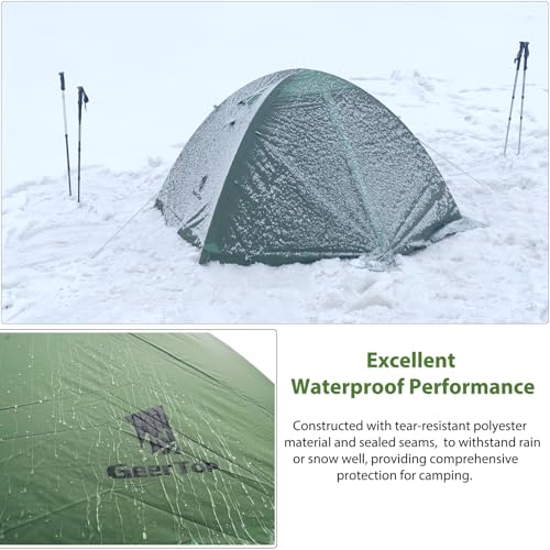 GEERTOP Lightweight 2 Person Backpacking Tent 4 Season Double Layer Waterproof Cold Weather Tent for Camping,Hunting, Hiking, Climbing, Outdoor Travel - Easy Set Up