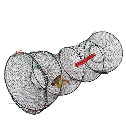 SF 1 Pack Fishing Casting Nets Crab Trap Crawfish Crayfish Shrimp Collapsible Cast Net Durable Black Mesh Fishing Nets Portable Folded Safe Fish Catching- Small