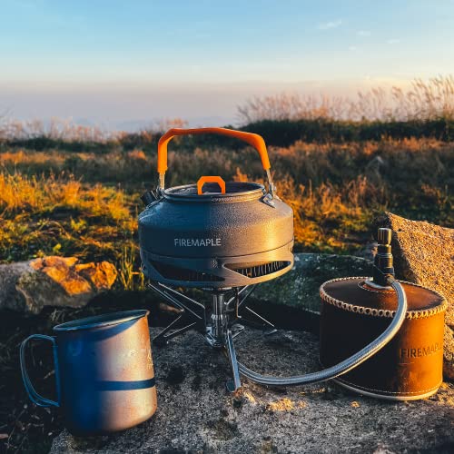 Fire-Maple Feast Heat Exchanger Set | Compact Camping Cookware Kit | Nested Design | Contain with a Pot, Kettle and Non-Stick Frypan | Ideal for Fishing, Picnic and Camp use