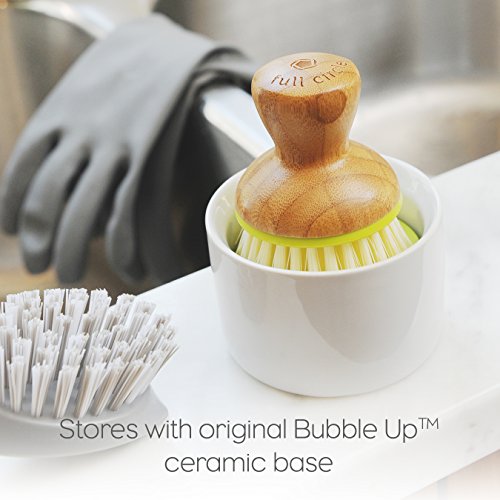 Full Circle Bubble Up Dish Brush, White (Pack of 6), Green, Pack of 6 - Brushes