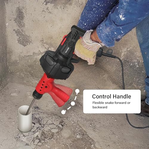 DOMINOX 23FT Handheld Electric Drain Snake, Auto Drain Auger with Cable, Portable Drain Cleaning Tool, Drain Cleaner for Toilet, Sewer, Bathroom, Sink Drain Pipes