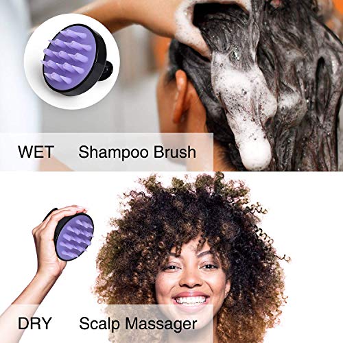 Hair Scalp Massager, Wet and Dry Shampoo Massage Brush with Soft Silicone Head, Black