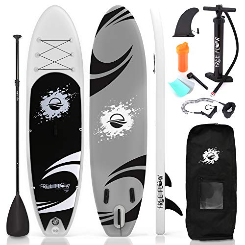 SereneLife Inflatable Stand Up Paddle Board - 10’ Ft. Standup Sup Paddle Board W/ Manual Air Pump, Safety Leash, Paddleboard Repair Kit, Storage / Carry Bag - Sup Paddle Board Inflatable - SLSUPB06
