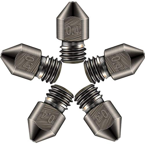 3D Printer Nozzles 5PCS, 0.4mm Tungsten Steel Alloy MK8 Nozzles for Most FDM 3D Printers Ender Series