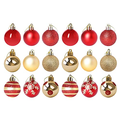 Christmas Ball, 50PCS 4cm Red Golden Xmas Tree Hanging Decorations, Matt Sparkling Plastic Christmas Tree Ball Bauble for Wedding Christmas New Year Party