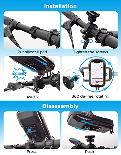 whale fall 360°Rotatable Bike Phone Holder, 2023 Newest Bike Handlebar Bag Waterproof Bike Bag Bike Accessories Motorcycle Electric Bike Cell Phone Holder for Phones Under 7'' M3